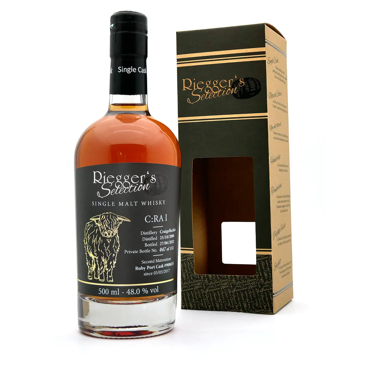 CRA_Craigellachie_2006-2022_Rieggers_Selection_Ruby_Port_Cask-09944 C:RA 1 - Craigellachie 2006 - Riegger's Selection (48,0 % vol)