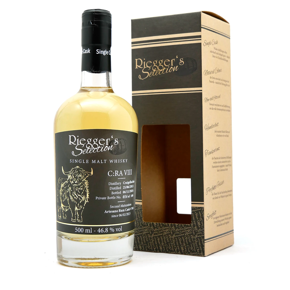 C:RA 8 - Craigellachie 2013 Artesano Rum Cask - Riegger's Selection (46,8 % vol) C:RA 8 - Craigellachie 2013 Artesano Rum Cask - Riegger's Selection (46,8 % vol)