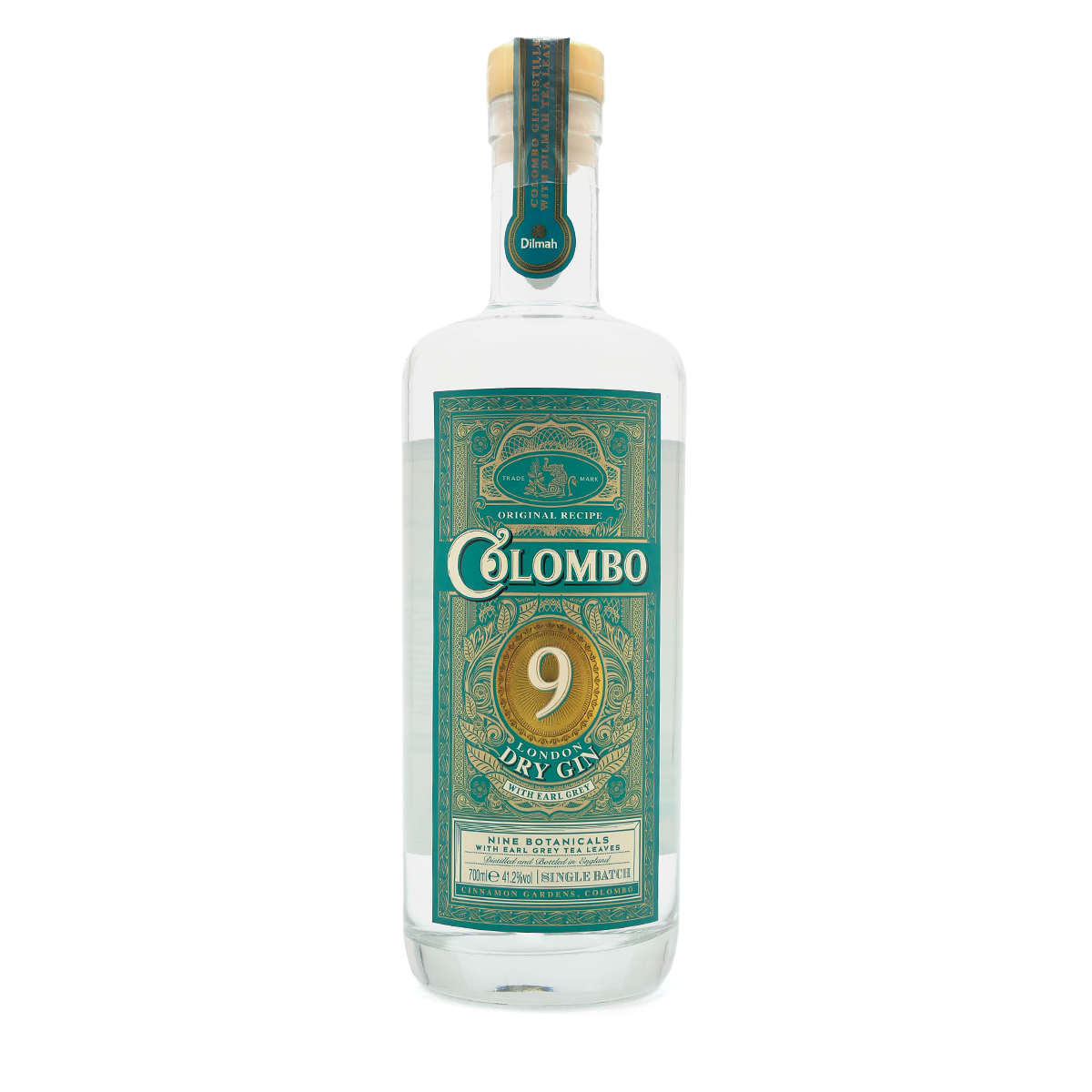 Gin, London Dry Gin, Colombo 9, Klarer Gin, Closure/Flasche