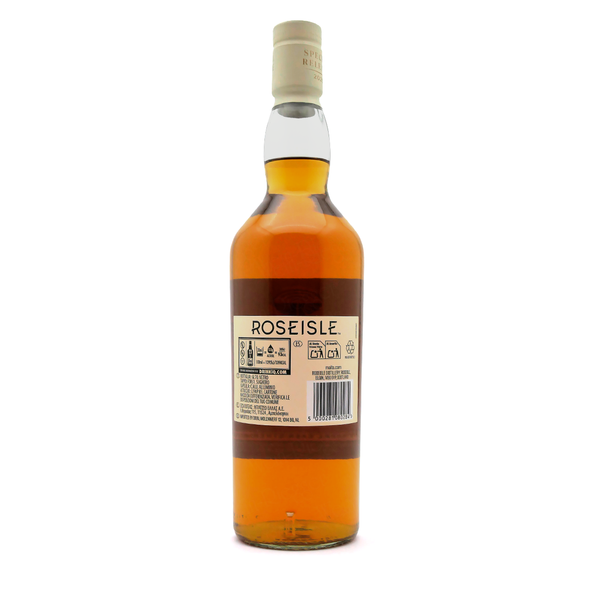 Whiskey bottle, Glass bottle, Brown spirit, Label detail, Alcoholic beverage