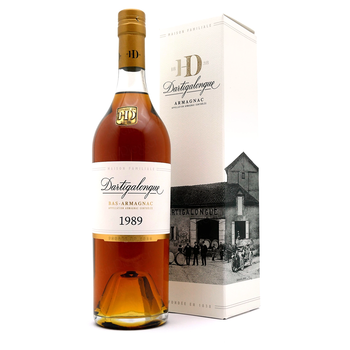 Whisky, Armagnac, 1989, Flasche, Verpackung, Whiskey, Armagnac, Glasflasche, 1989, Kasten