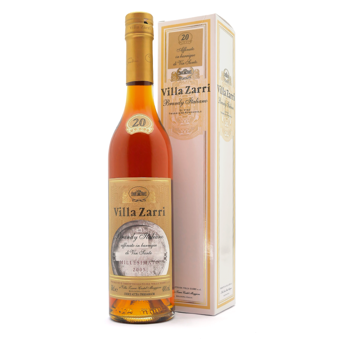 Brandy, Brandy Italiano, Villa Zarri, Gift Box, 85-90 proof