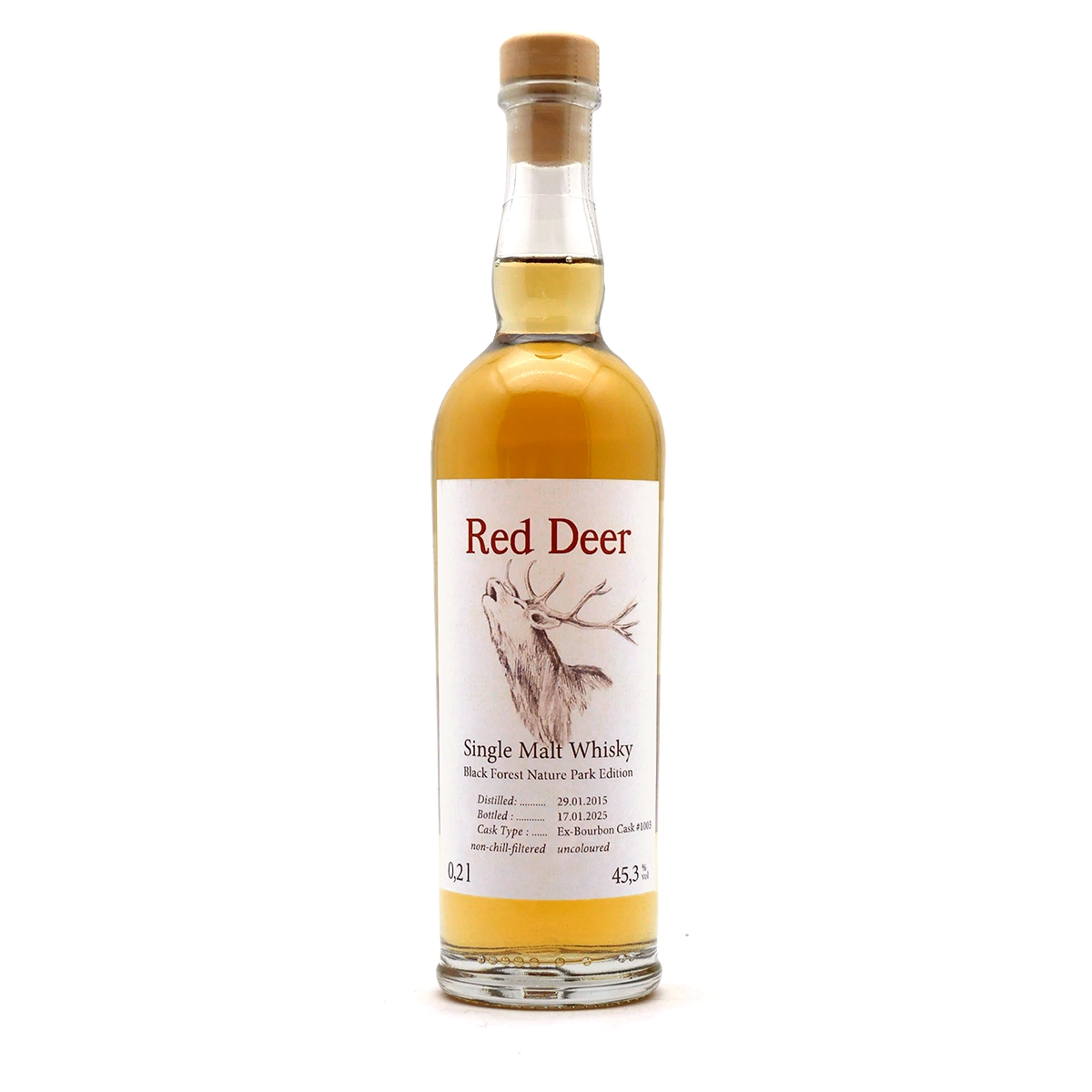 whiskey, single malt, Flasche, Etikett, Rehbock-Motiv