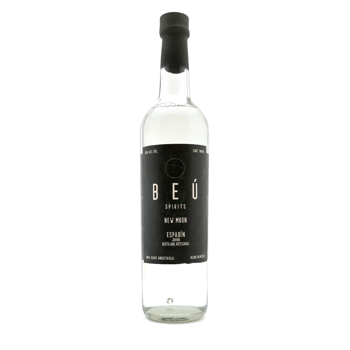 Mezcal, Espadín-Agave, Klare Spirituose, Glasflasche, Schwarzes Etikett