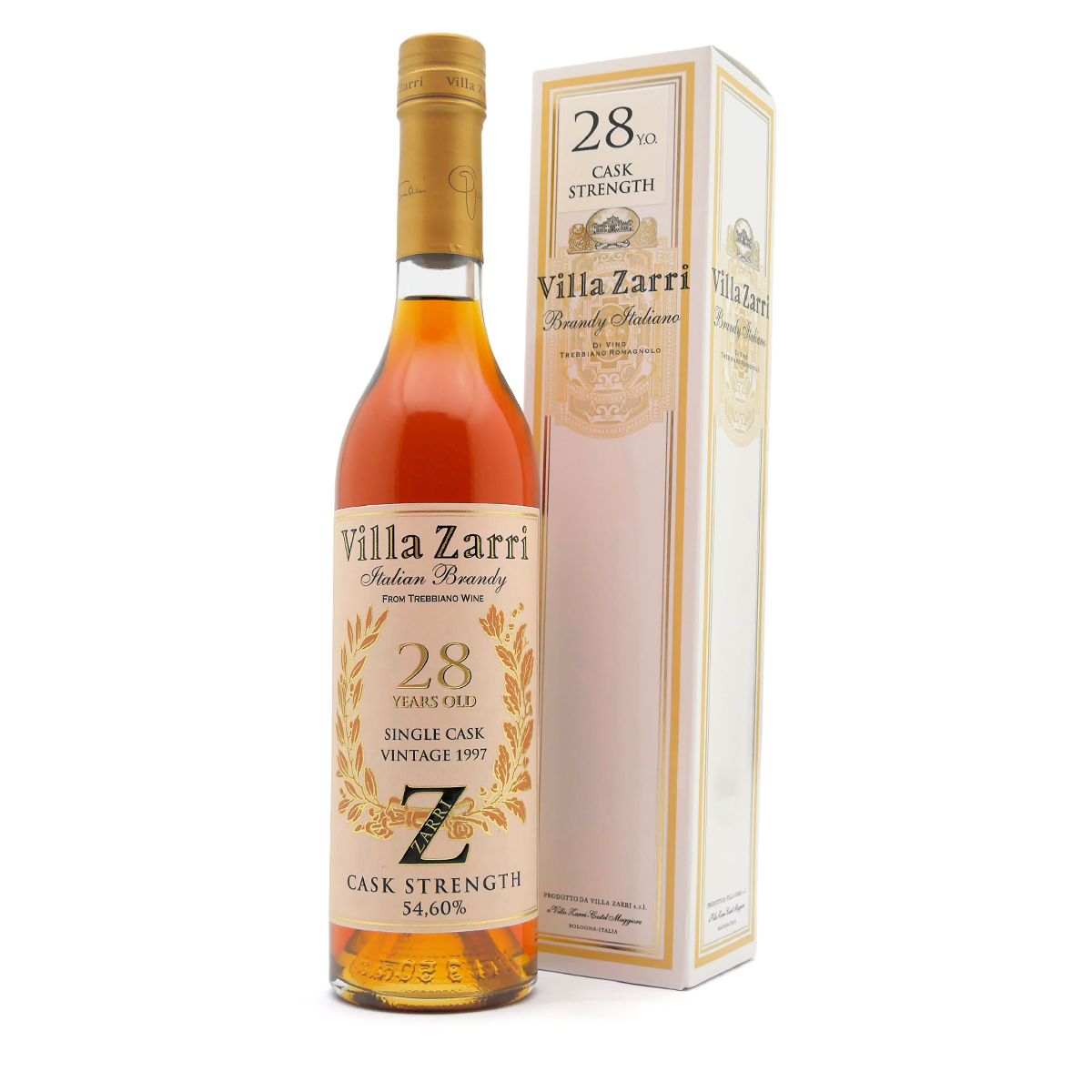 whiskey, cognac, brandy, flasche, golden, box, cask strength, italienisch, altern, trebbiano