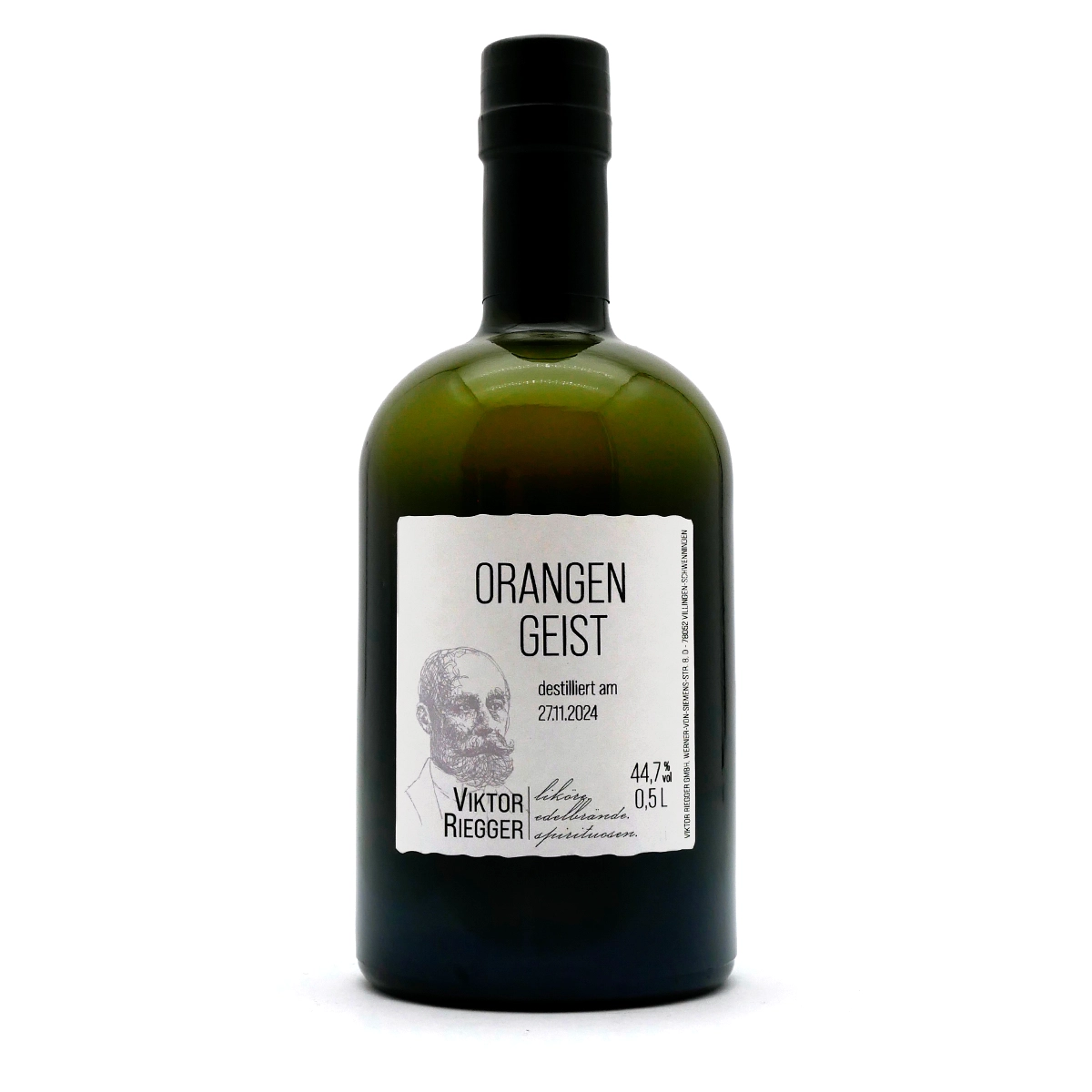 Orangengeist?, Flasche Spirituosen, Spirituosenflasche, Viktor Riegger, Destilliert