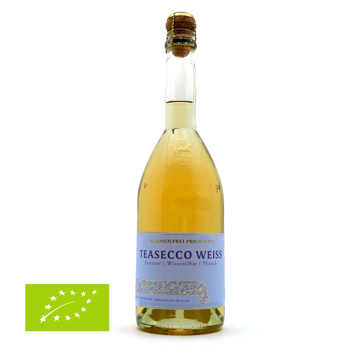 Teasecco Weiss, Alkoholfrei, Glasflasche, EU-Bio-Label, Weißwein-Alternative