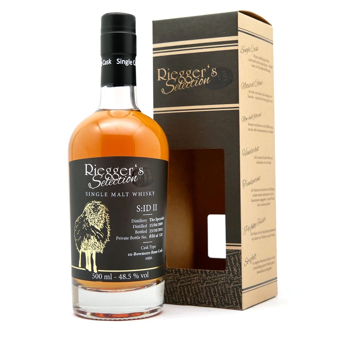S:ID 2 - The Speyside 2009 Ex-Bowmore-Rum-Cask - Riegger's Selection (48,5 % vol) S:ID 2 - The Speyside 2009 Ex-Bowmore-Rum-Cask - Riegger's Selection (48,5 % vol)