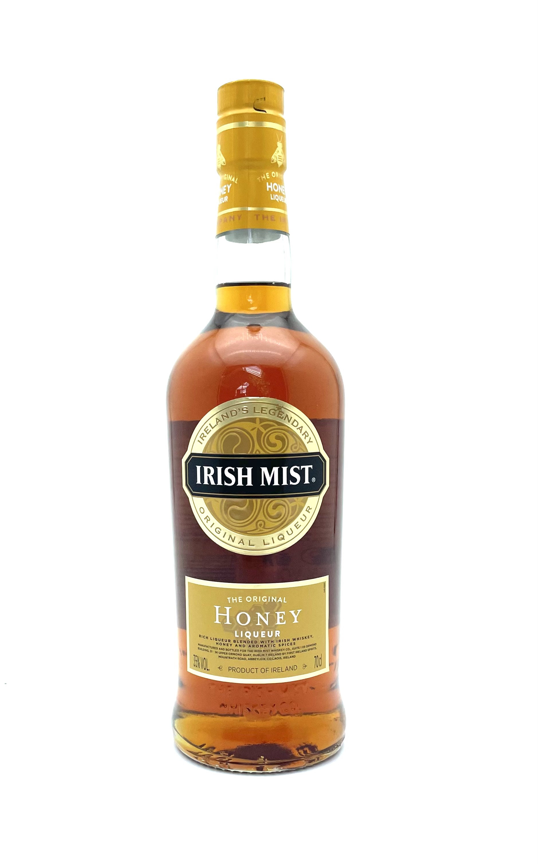 Irish Mist, Honiglikör, Whiskeylikör, Braune Flasche, Goldes Etikett