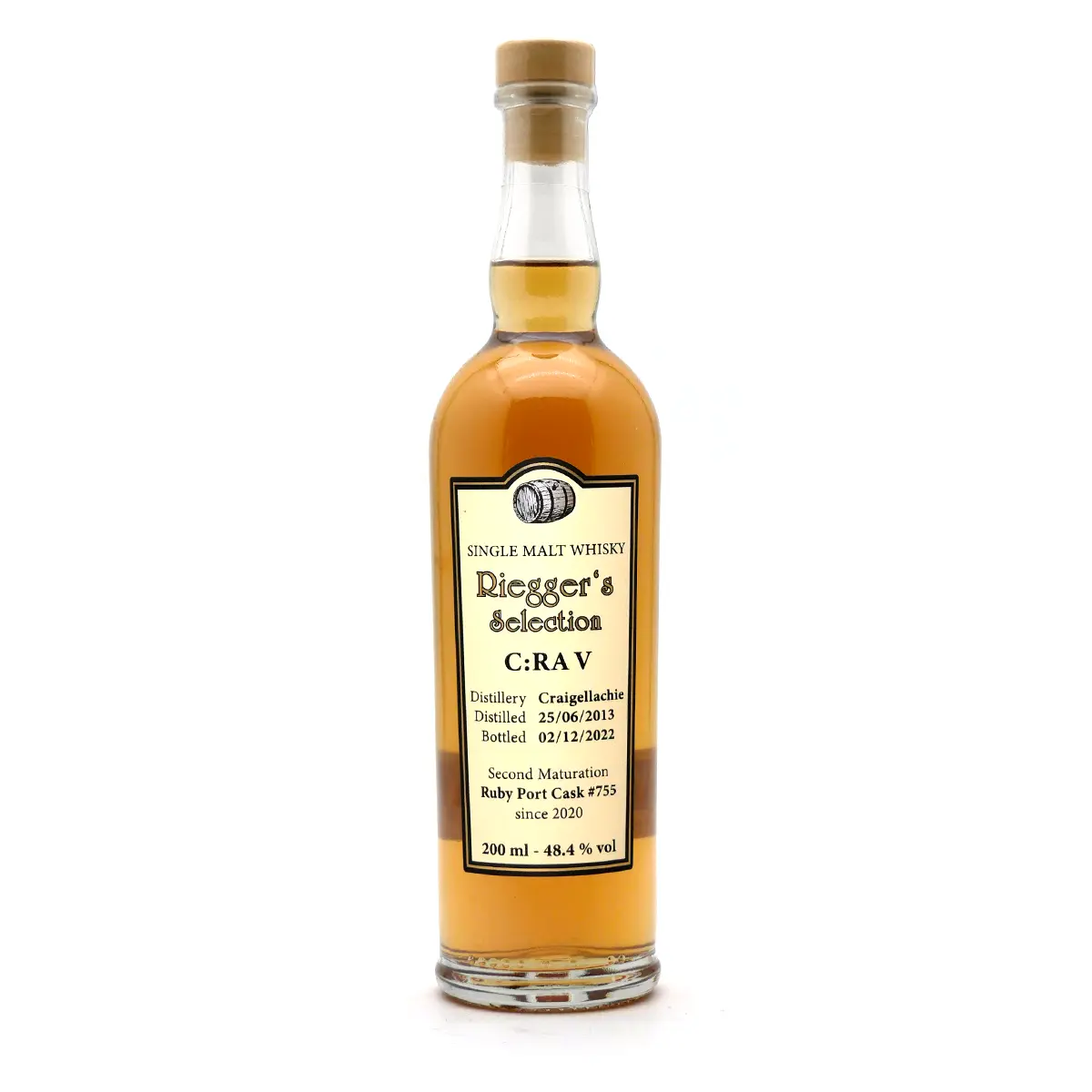 CRA5_Rieggers_Selection_Craigellachie_13-22_48-4_200ml-10473 200 ml | C:RA 5 Craigellachie 2013 Ruby Port Cask - Riegger's Selection (48,4 % vol)