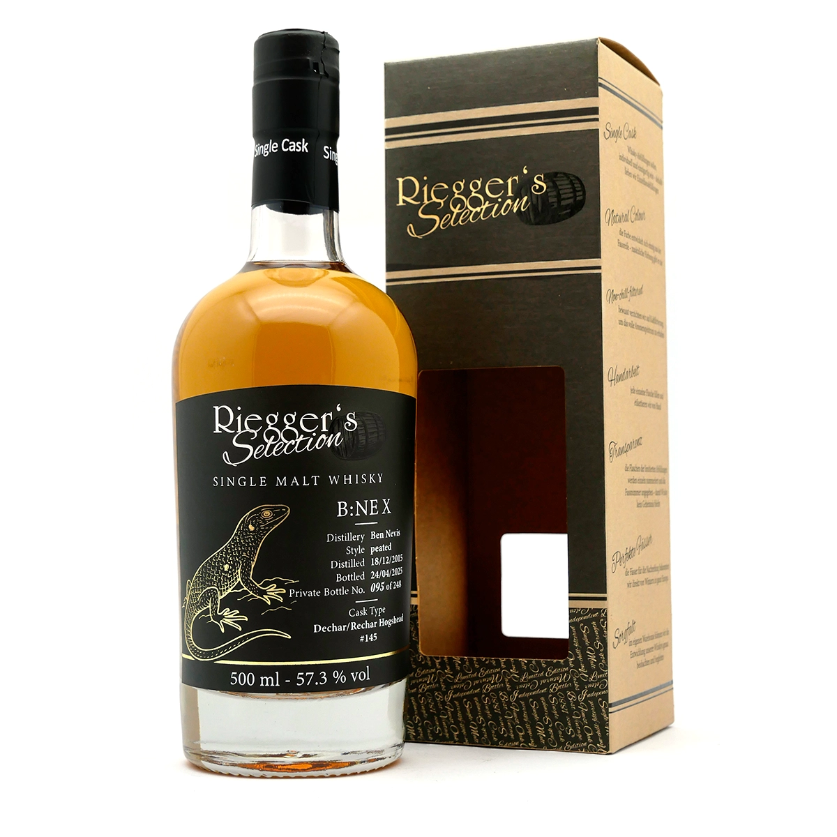 B:NE 10 - Ben Nevis PEATED 2015 Dechar/Rechar Hogshead - Riegger's Selection (57,3 % vol) B:NE 10 - Ben Nevis PEATED 2015 Dechar/Rechar Hogshead - Riegger's Selection (57,3 % vol)
