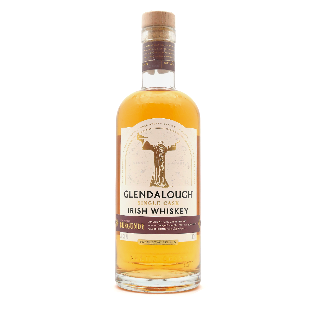 Irish Whiskey, Bourbon Barrel, Single Cask, Glendalough, Burgundy Label