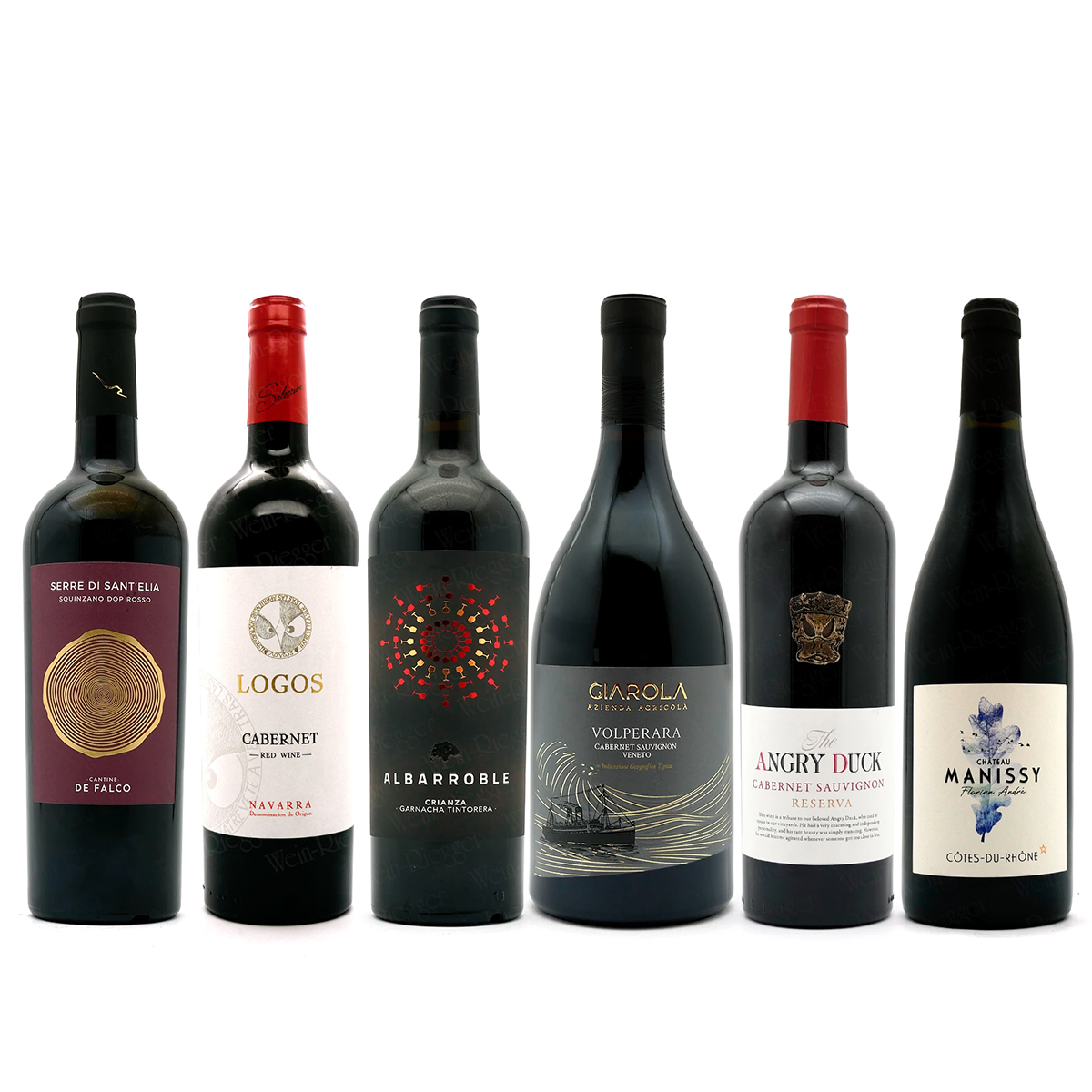 wein, rotwein, glasflasche, flaschenreihe, cabernet