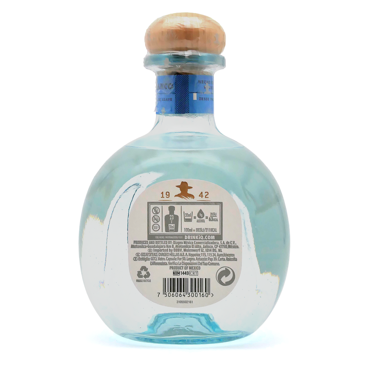 Glasflasche, Blau, Rund, Korkverschluss, Dekanter-Design