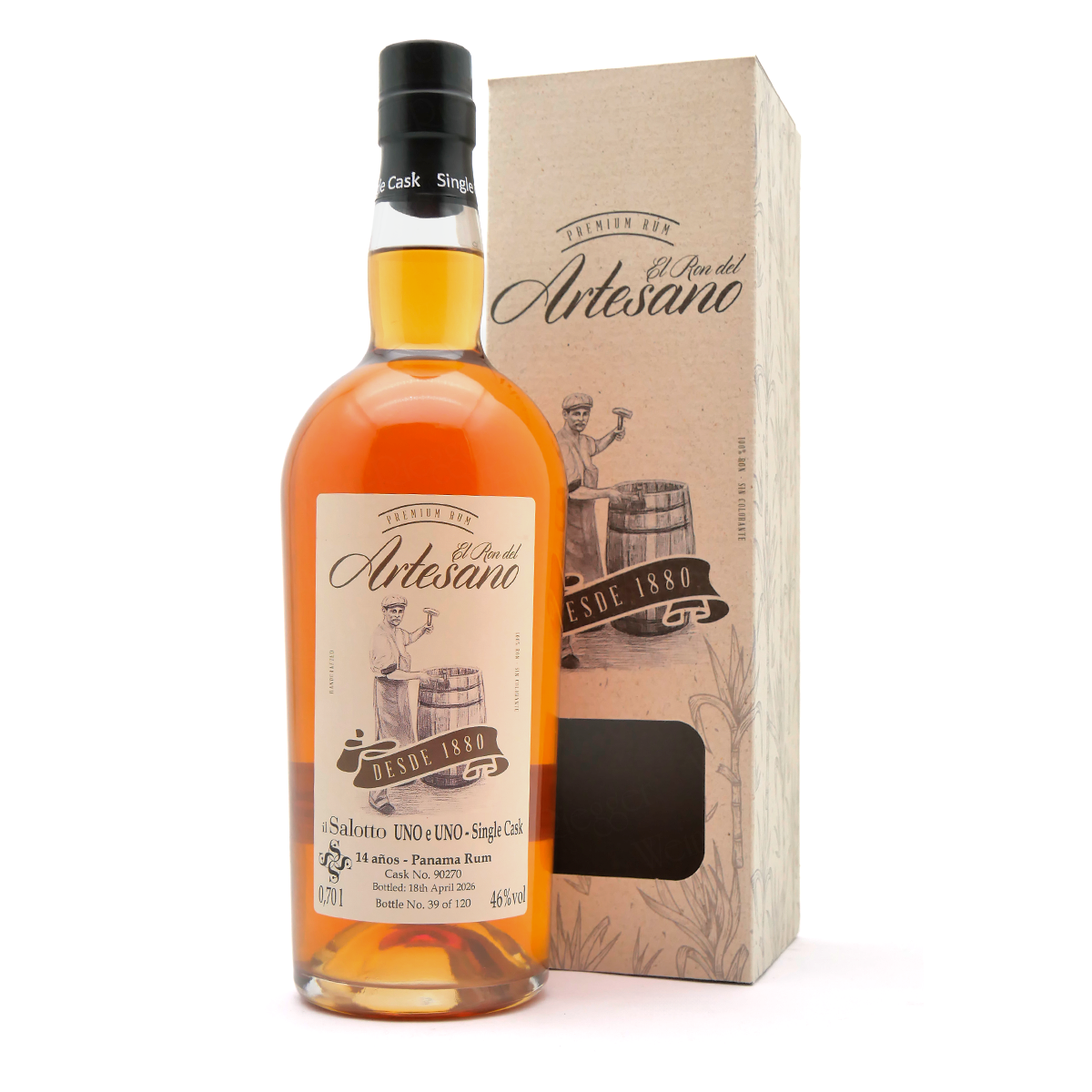 Rum, Flasche, Amberfarbig, Etikett, Single Cask
