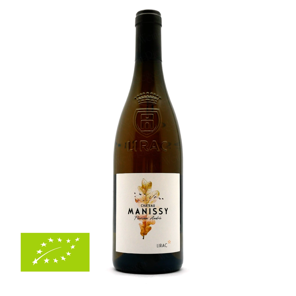Weißwein, Glasflasche, EU-Bio-Label, Manissy, Lirac