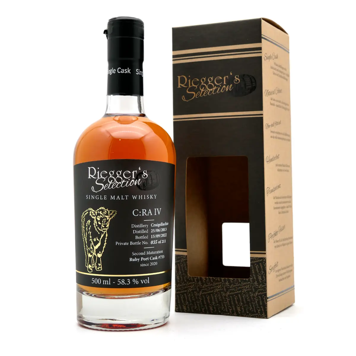 CRA4_Rieggers_Selection_Craigellachie_13-22_58-3-10352 C:RA 4 - Craigellachie 2013 Ruby Port Cask - Riegger's Selection (58,3 % vol)