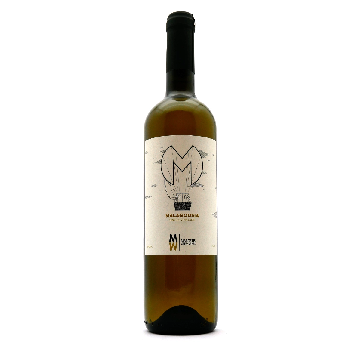 Weißwein, Malagousia, Single Vineyard, Glasflasche, Etikettendesign