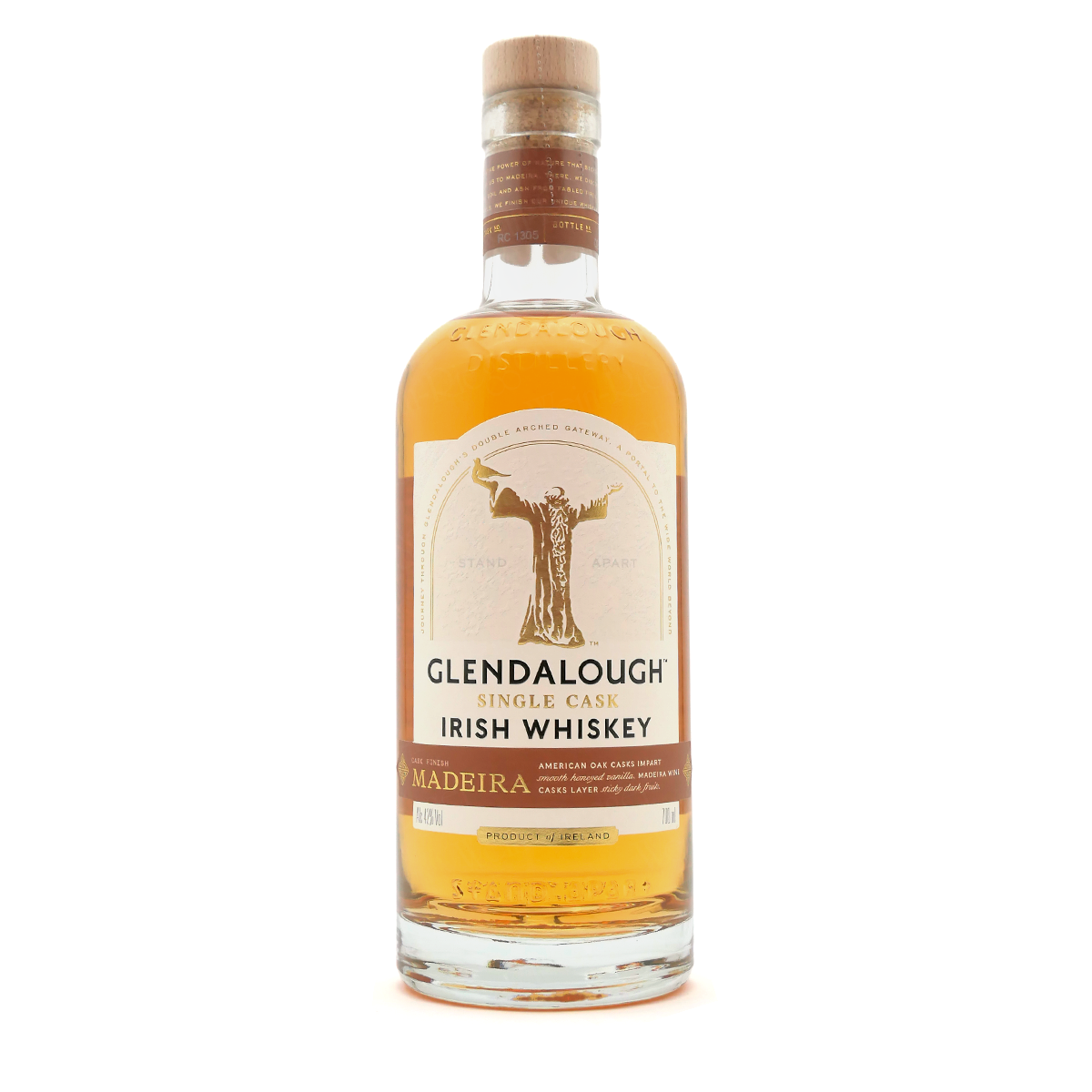 Irish Whisky, Single malt, Madeira finish, Glasflasche, Braune Flüssigkeit