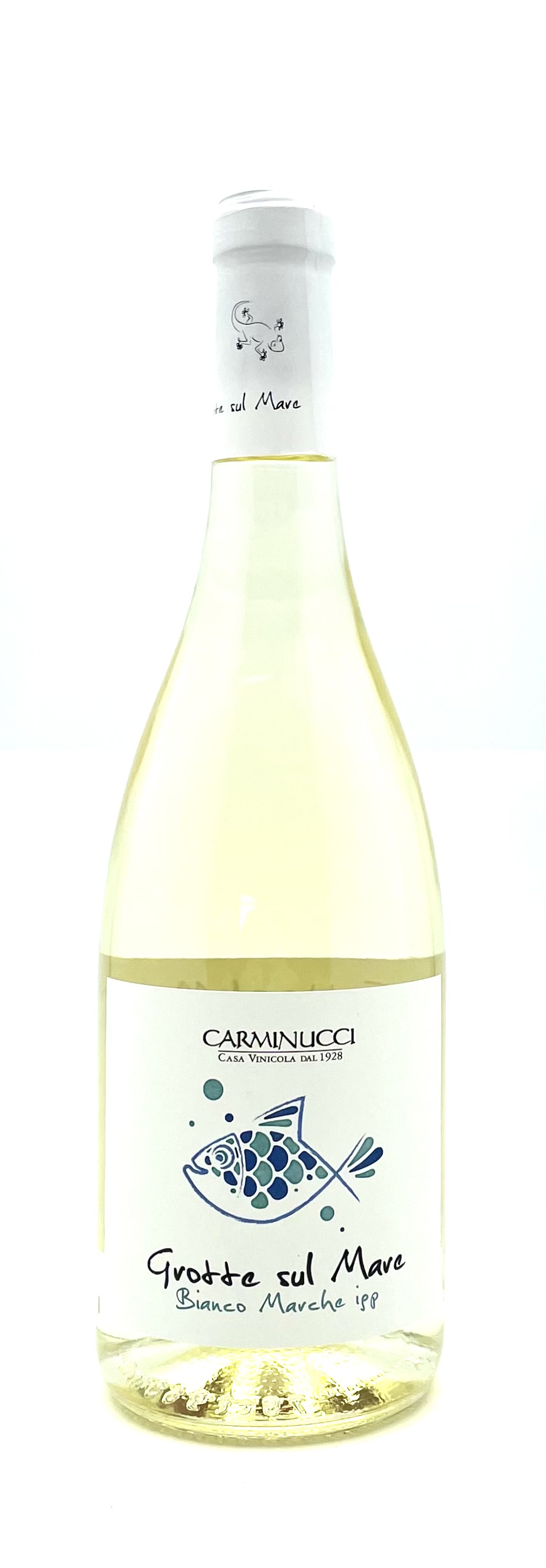 Wein, Weißwein, Flasche, Label, Fischmuster