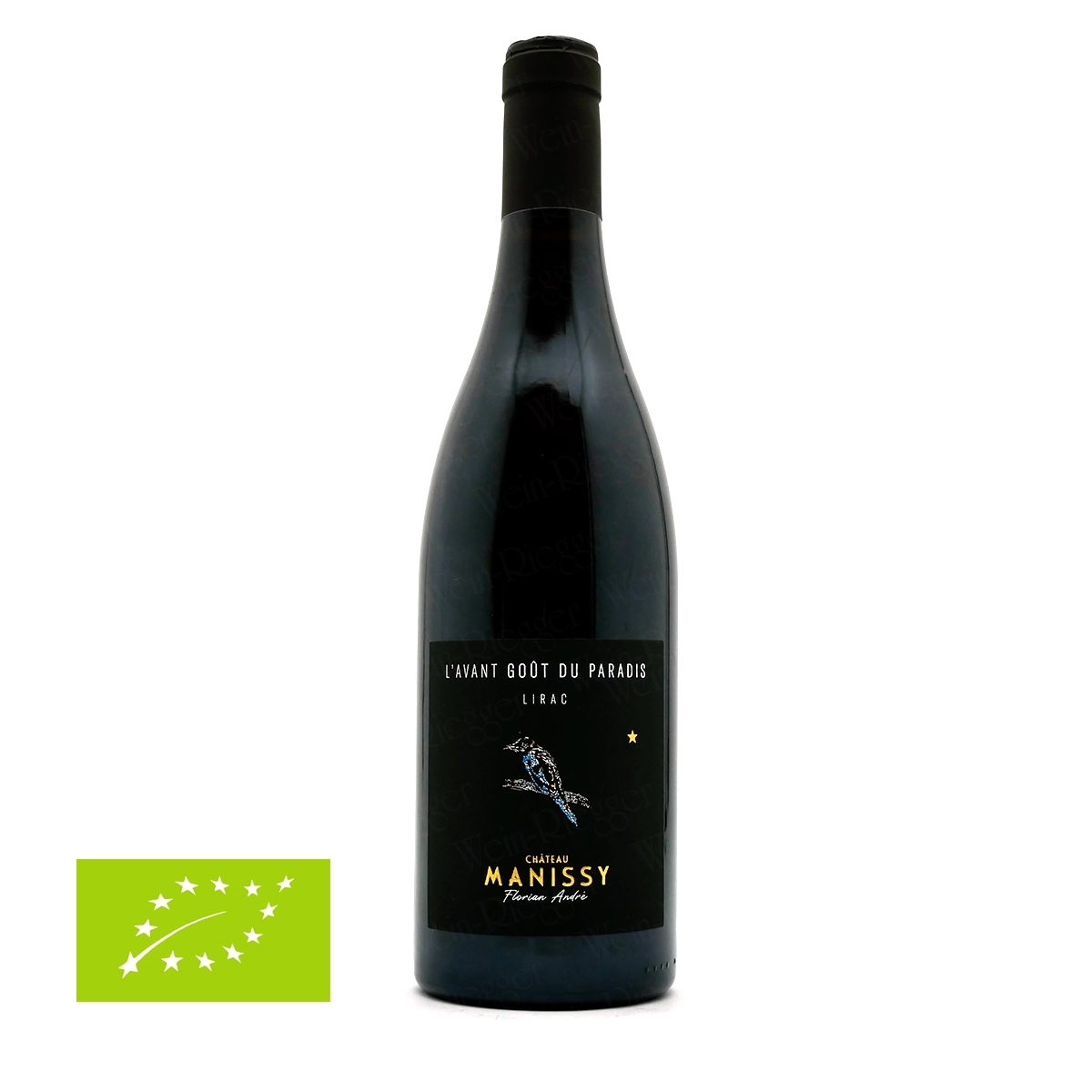 Wein, Rotwein, Flasche, EU-Logo, Etikett schwarz