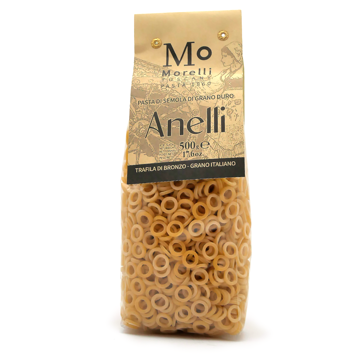 Hartweizengrießpasta, Ringnudeln, Bronzeform, Italienischer Weizen, 500 g