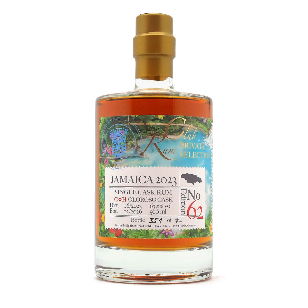 Rum, Jamaika, Single Cask, Goldene Flasche, Etikettendesign