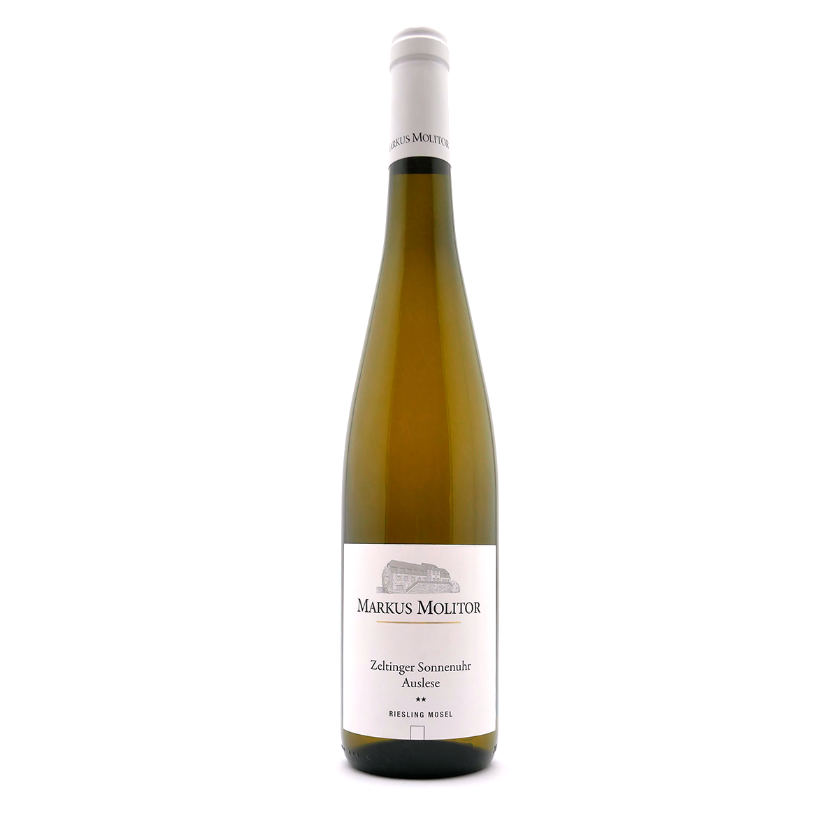 Weißwein, Riesling, Moselwein, Glasflasche, Zeltlinger Sonnenuhr