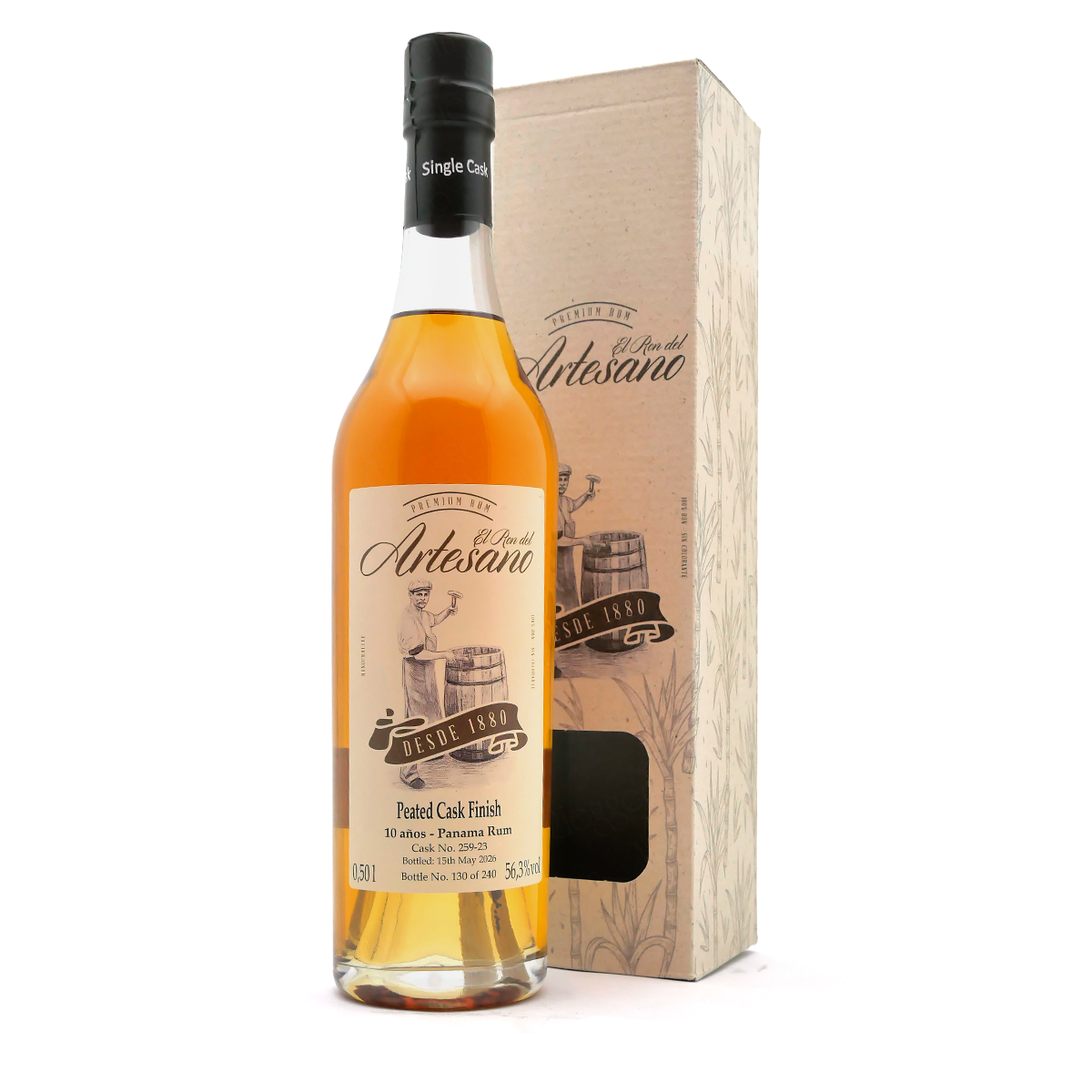 Ron Artesano Peated Cask 56,3 % vol - Panama Rum Cask Strength