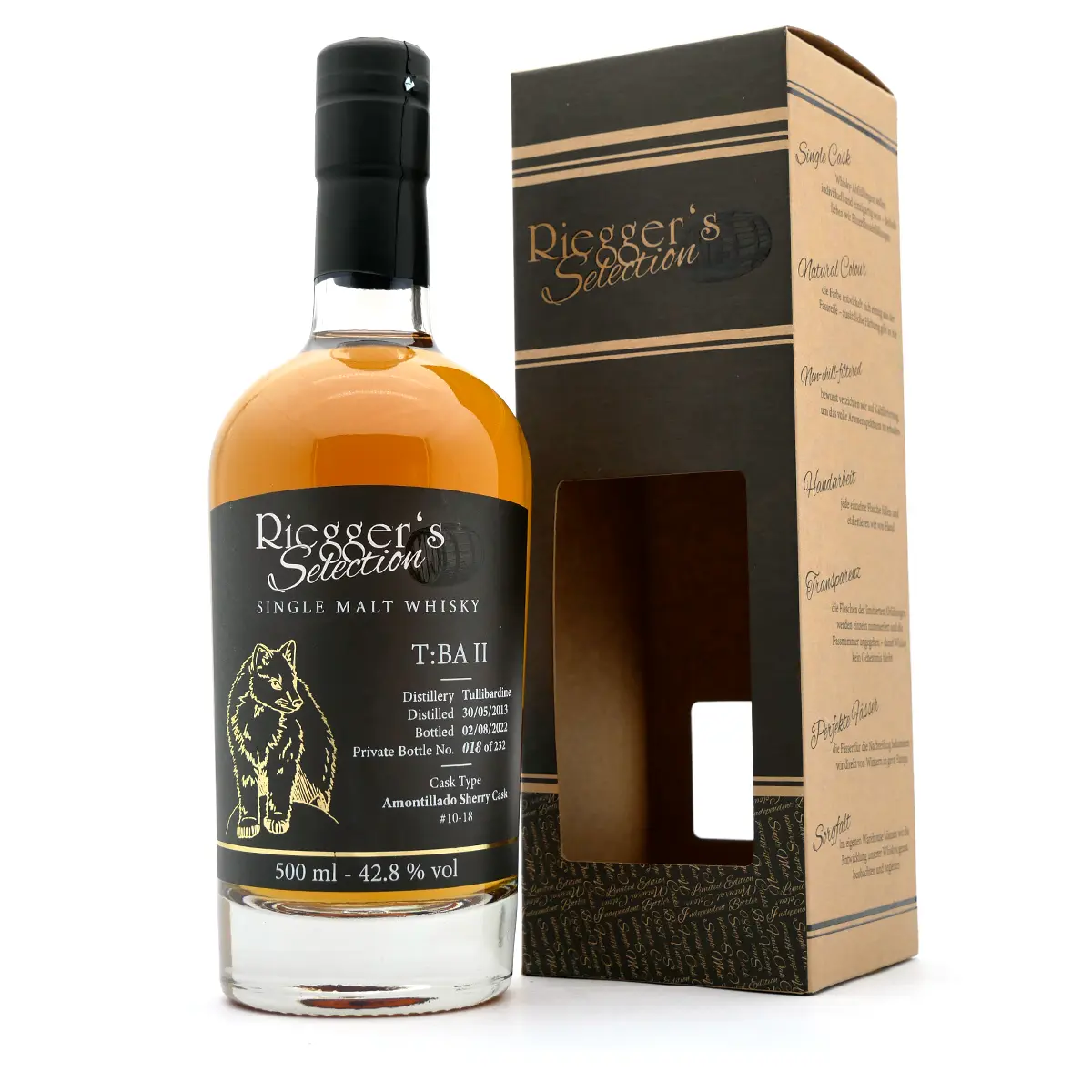 TBA2-Tullibardine_2013-2022_Amontillado_Sherry_Cask_Rieggers_Selection_42-8-09992 T:BA 2 - Tullibardine 2013 Amontillado Sherry Cask - Riegger's Selection (42,8 % vol)