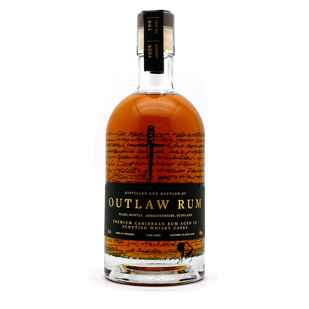 Rum, Outlaw Rum, Whiskyfass, Karibikrum, Flasche schwarzes Label