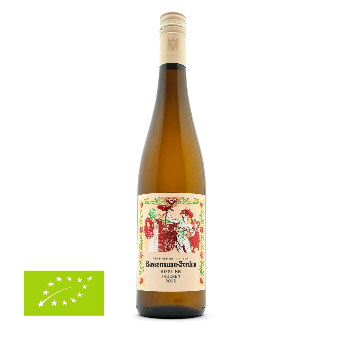 Weißwein, Riesling, Trocken, Bio, Weinflasche