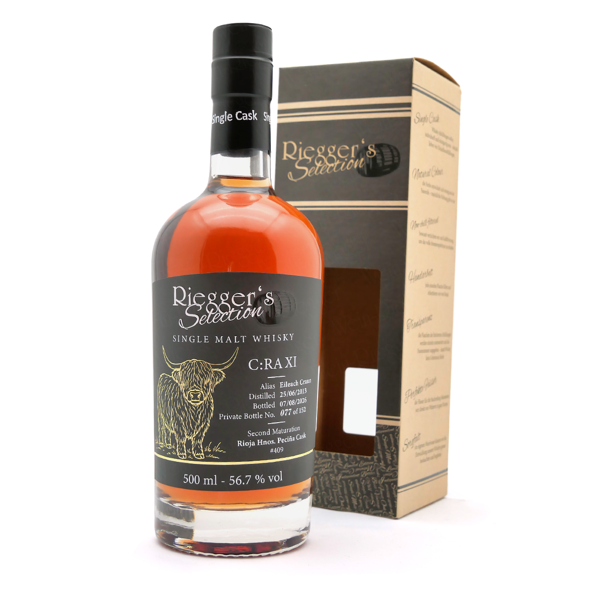Whisky, Single Malt, Cask Strength, Flasche, Verpackungskarton